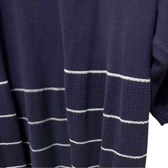 116 GAP | EUC Hong Kong White Navy Blue Striped Knit Open-Front Cardigan (Sz M) - Picture 4 of 10
